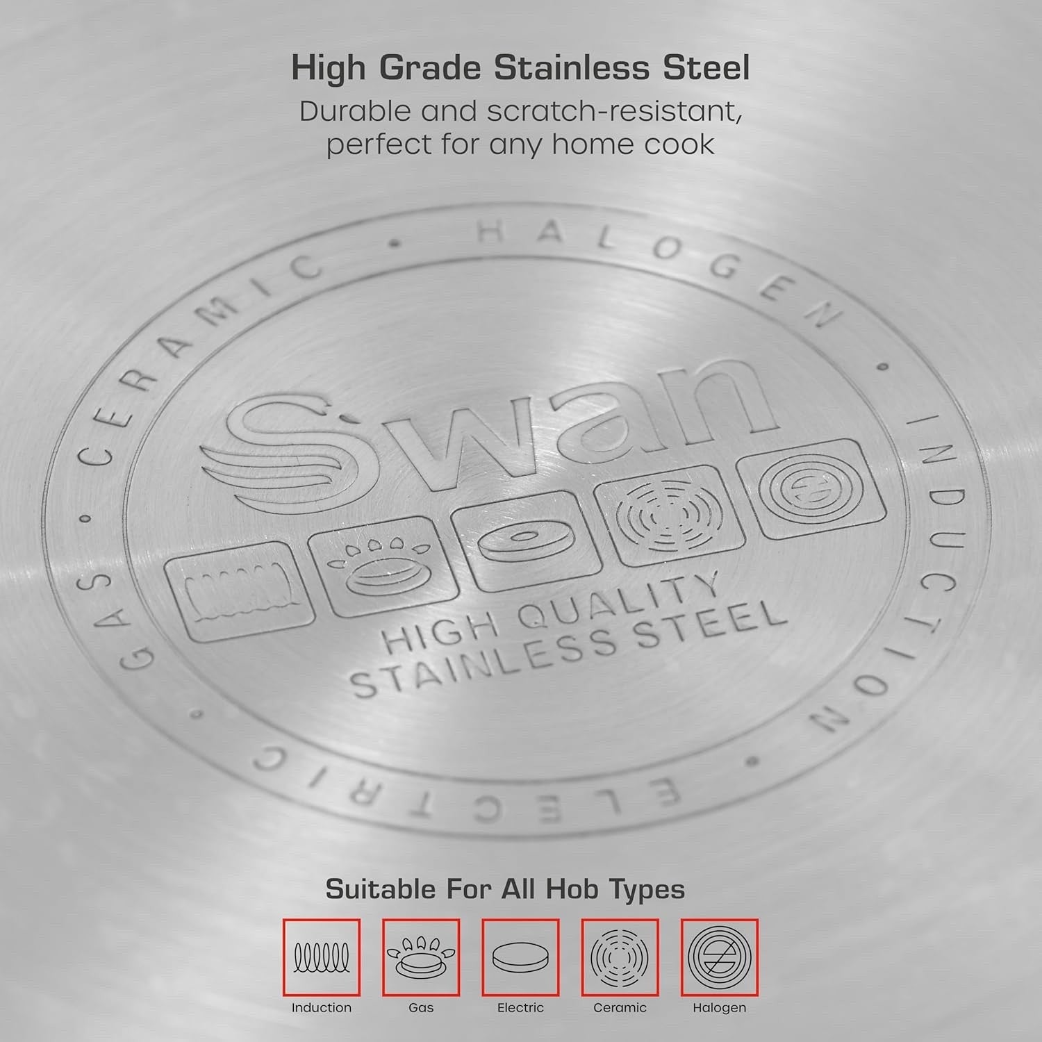 20cm Stainless Steel Saucepan Cookware with Glass Lids Suitable for All Hob Type
