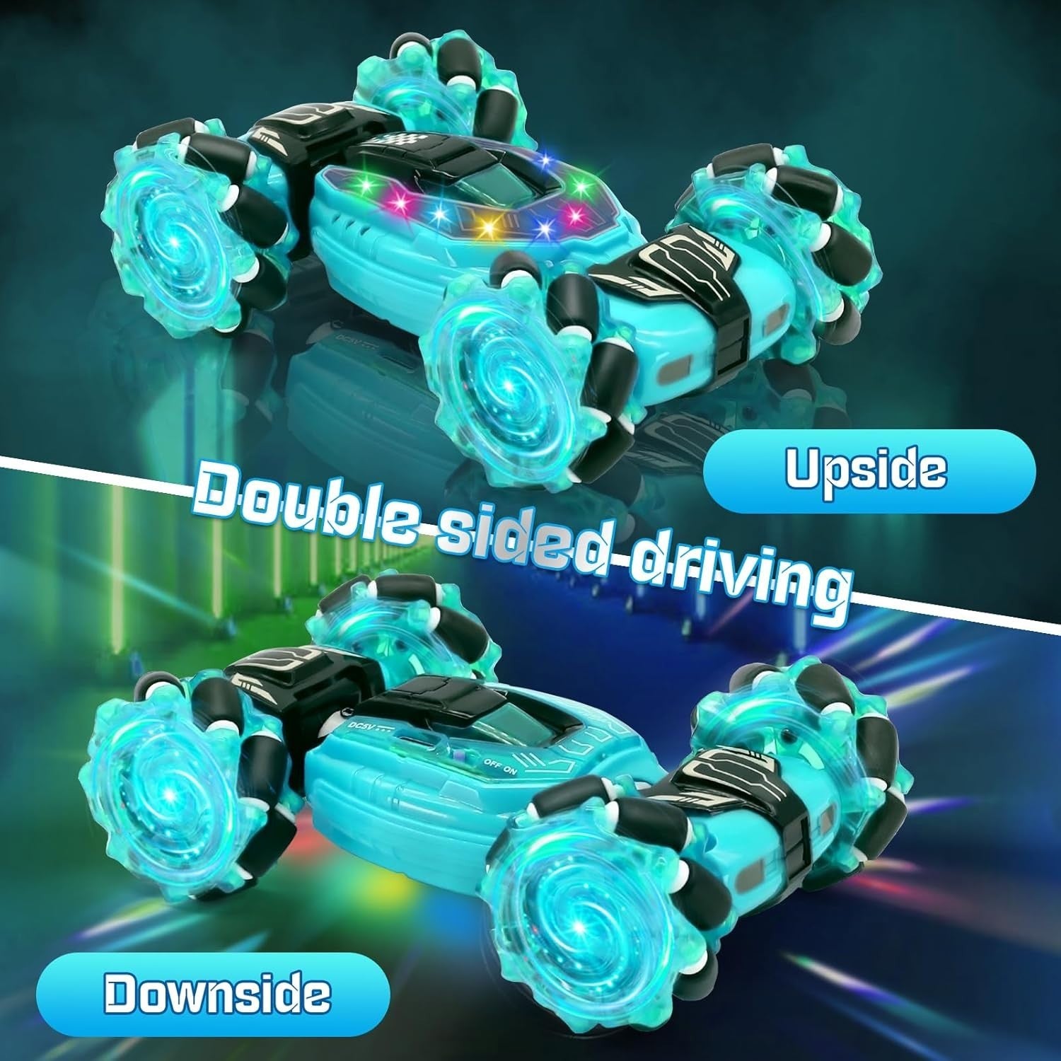 4WD RC Stunt Car 360° Flip – LED Lights, Rechargeable Toy for Kids 6–12