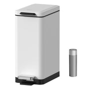 10L Slim Stainless Steel Step Trash Can Soft Close Pedal Bin White
