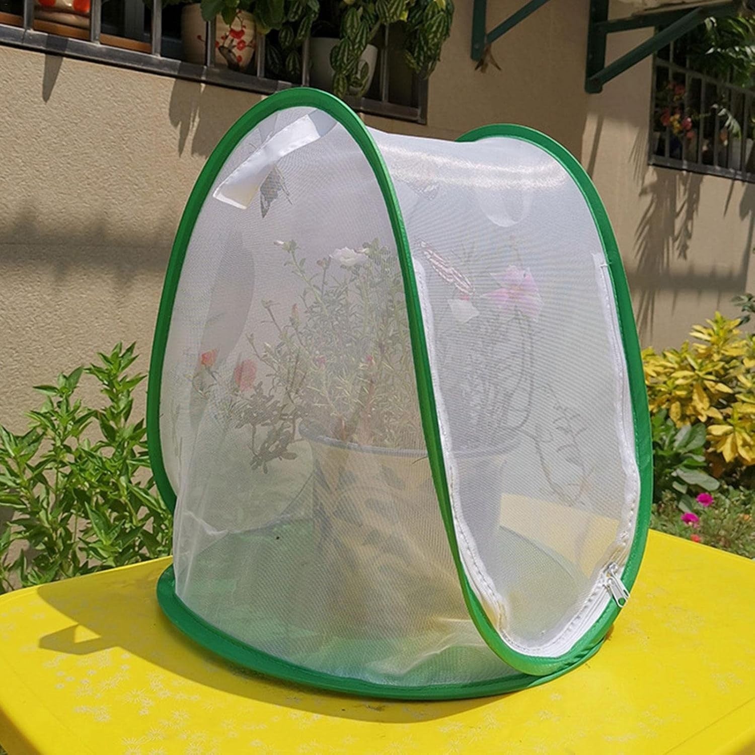 Mini Pop-Up Greenhouse Plant Cover Portable Grow Tent with Zipper Door