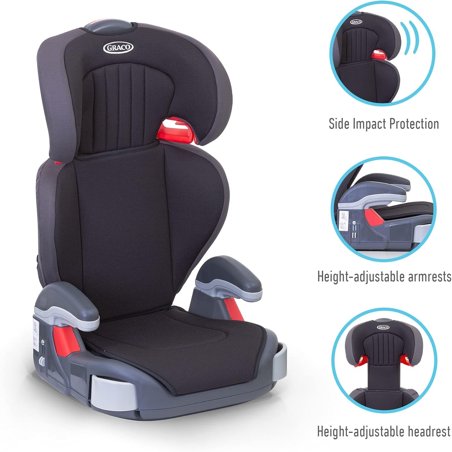 Highback Booster Car Seat 4–12 Years Adjustable Headrest Cup Holders