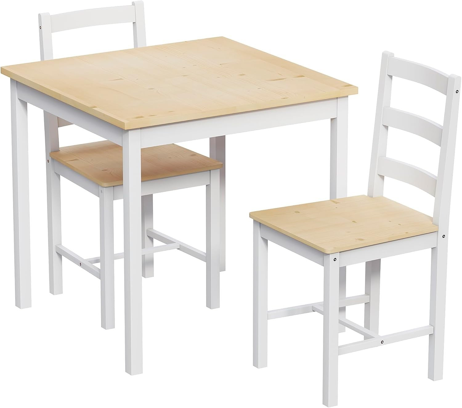 White & Pine 2 Seater Dining Table Set | Compact Kitchen Table & Chairs