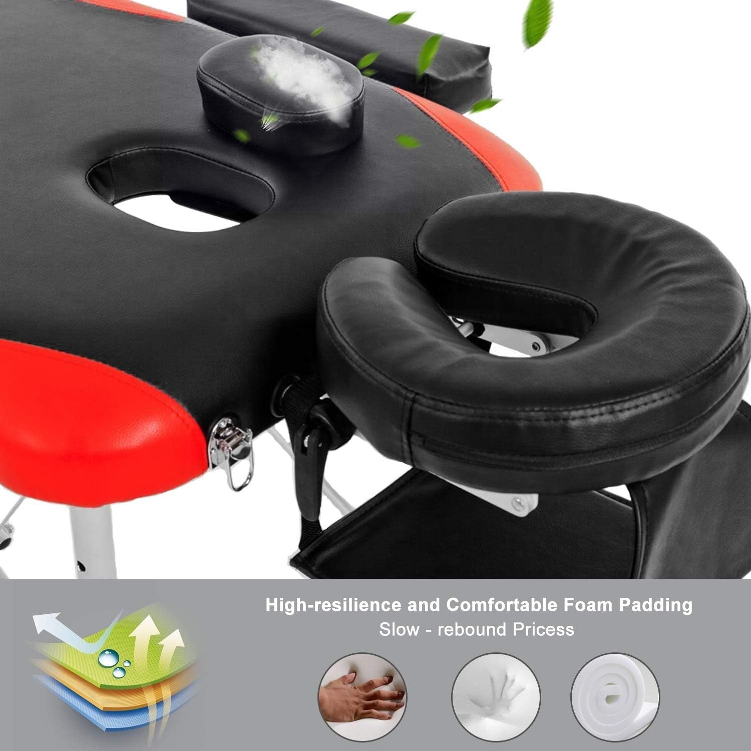 Portable 3-Section Massage Table Aluminium Beauty Tattoo Spa Bed w/ Bag Red