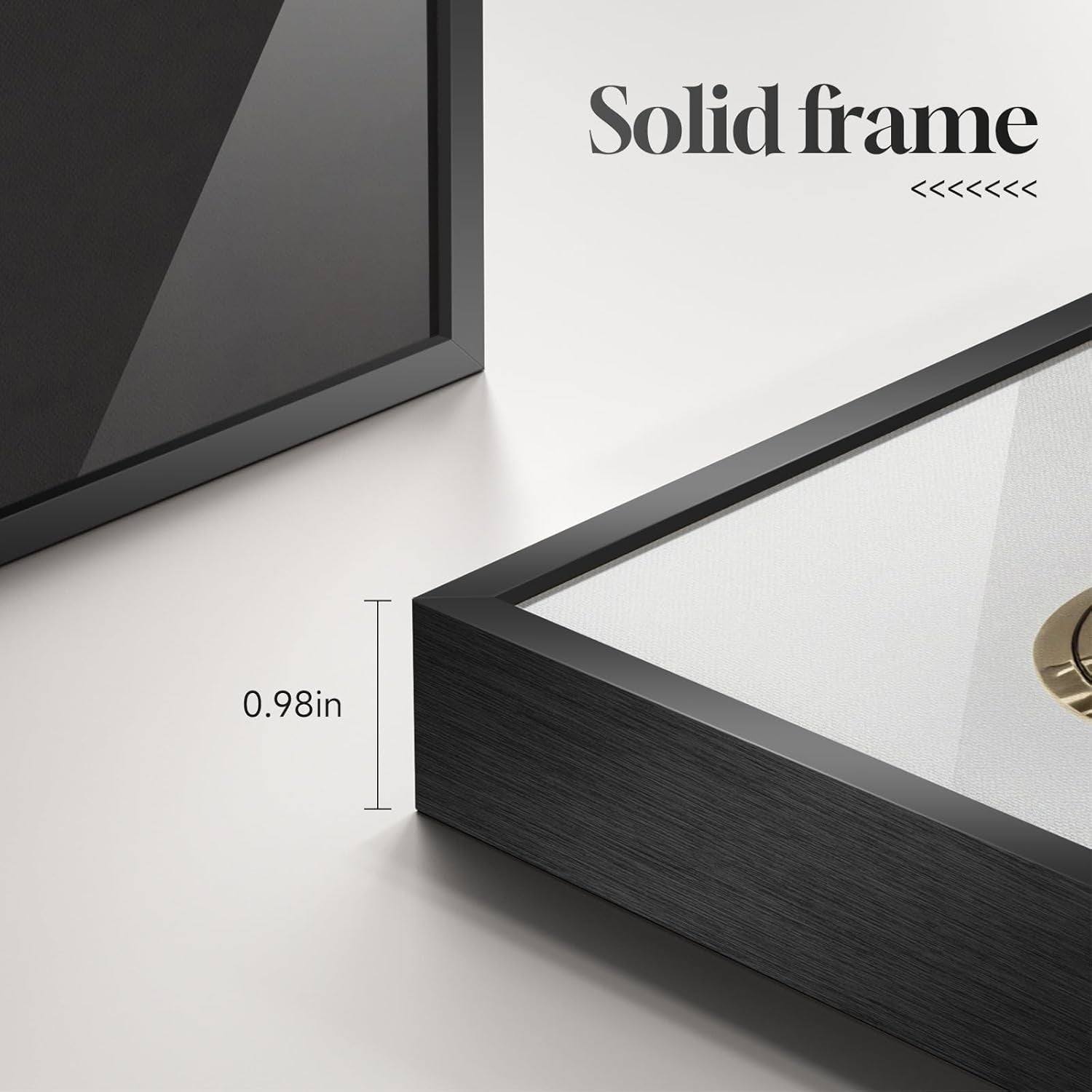 Large Framed Abstract Wall Art 3 Panel 24x36in Black Gold Metal