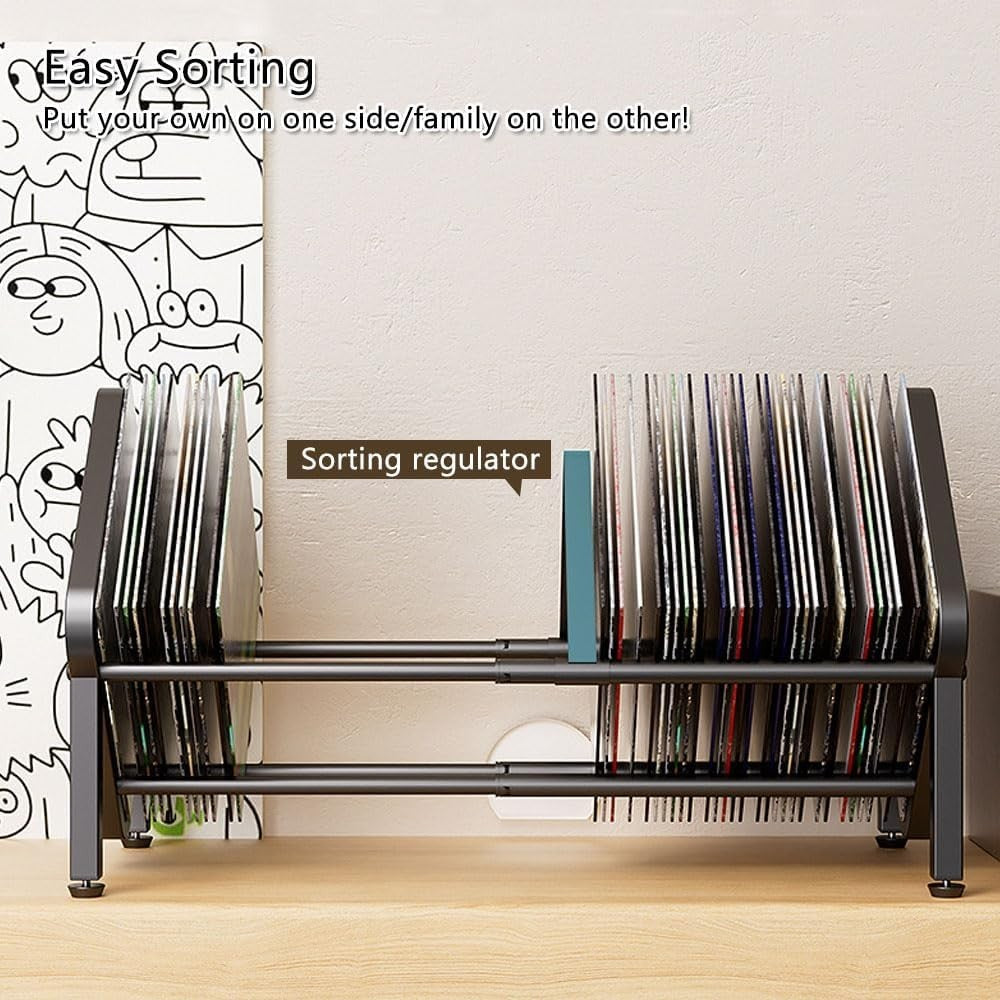 Expandable Vinyl Record Holder LP Storage Rack Metal Album Stand 40-80