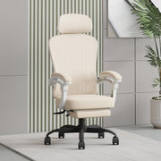 Ergonomic Office Chair Mesh Swivel Desk Chair Reclining Footrest Beige