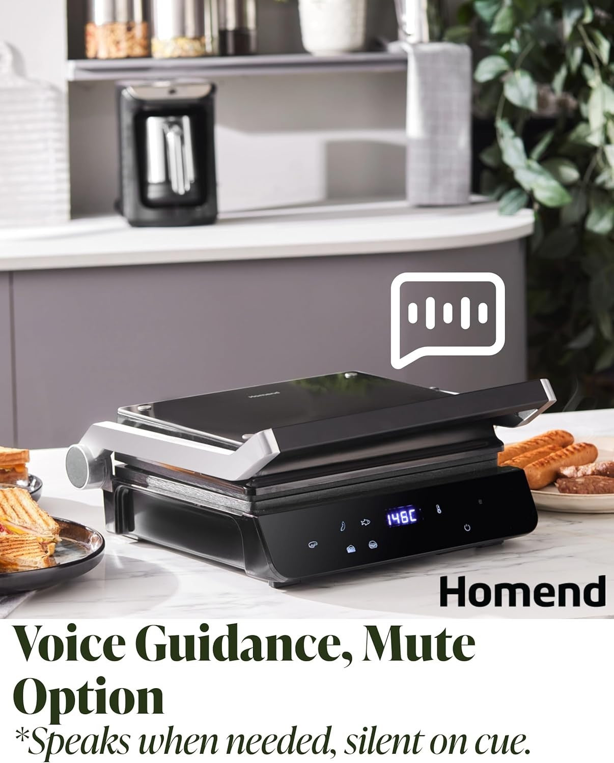 2000W Indoor Electric Grill Press | Non-Stick Plates, LED Timer, 180° Open BBQ