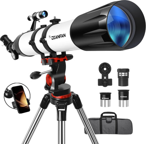 90mm Aperture 800mm Refractor Telescope for Adults & Beginners with Tripod