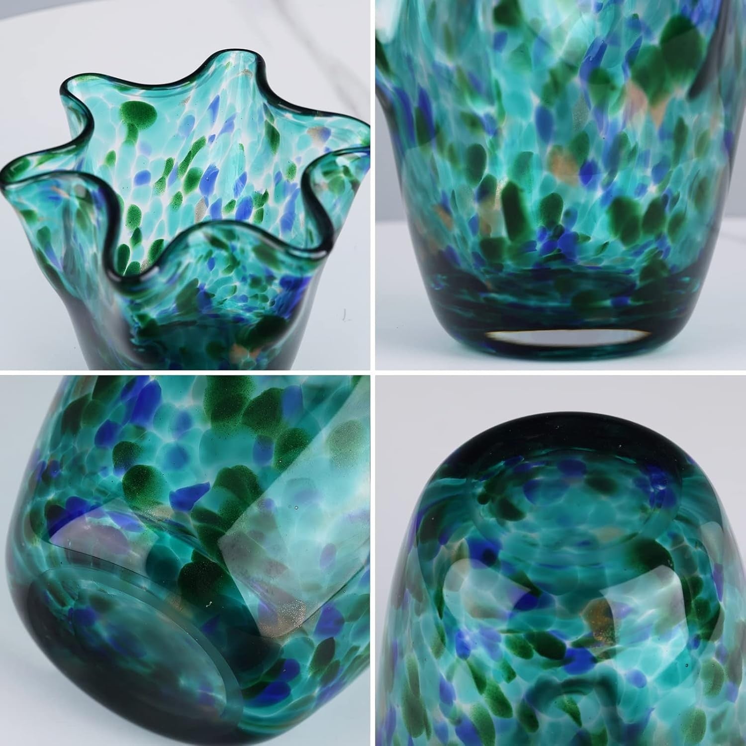 Blown Glass Vase Wide Mouth Modern Decorative Flower Vase Home Decor