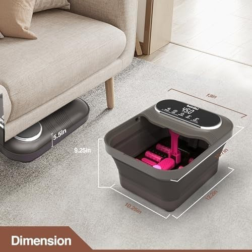Collapsible Heated Foot Spa Bath Massager with Bubbles Rollers & Red Light