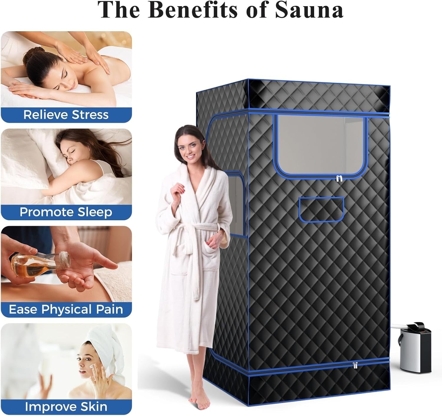 Portable Full Body Steam Sauna Tent w/ 3L Steamer & Remote – Home Spa Detox