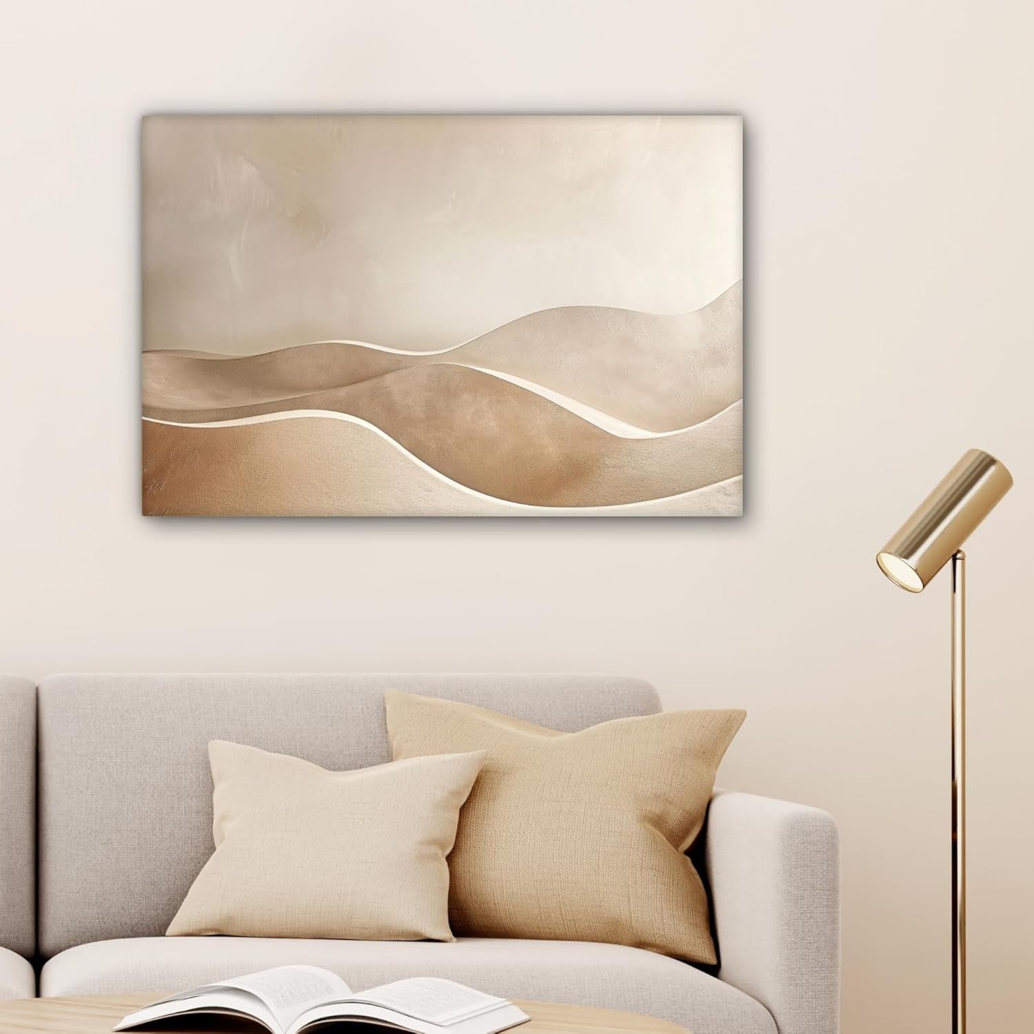 Abstract Beige Hills Canvas Wall Art Modern Minimal Landscape Print 35x24 Decor