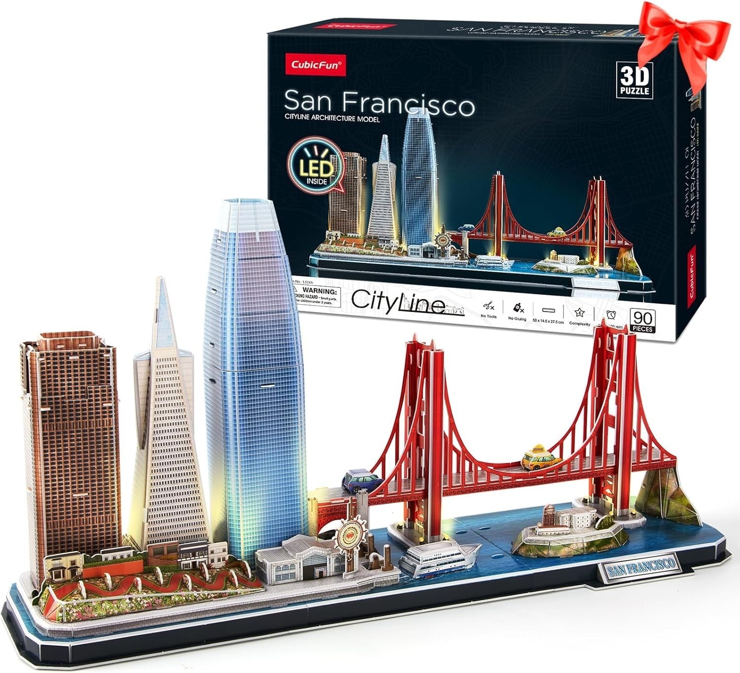 3D San Francisco Skyline Puzzle LED City Model Golden Gate Bridge Gift