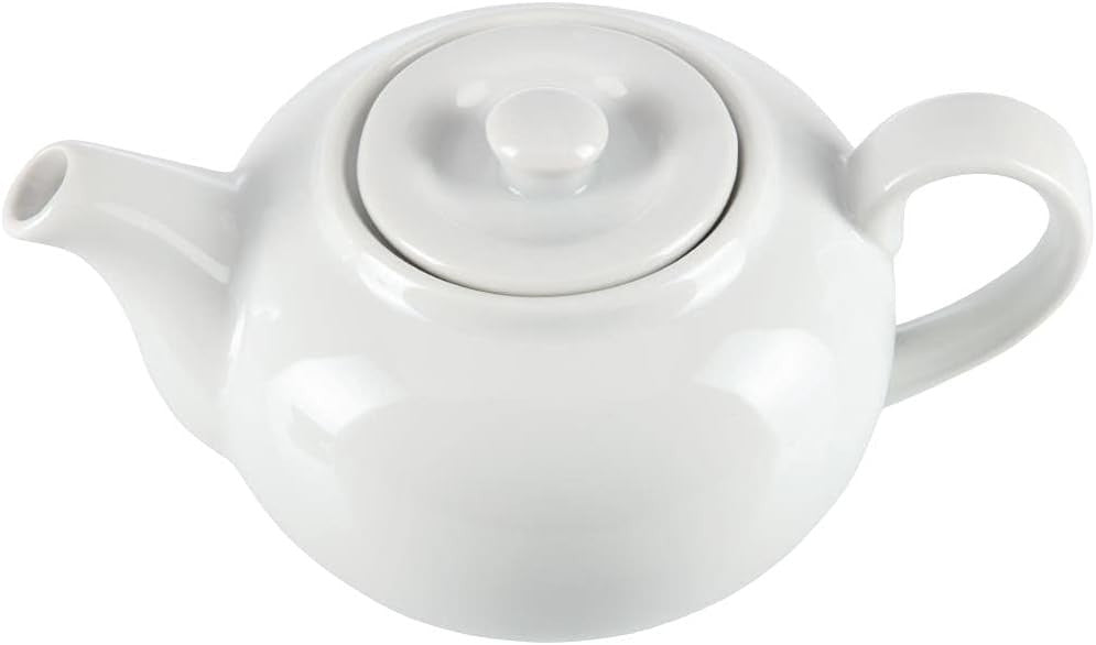 Porcelain Teapot 852ml White Tea Pot Lid Dishwasher Safe 4pc Set