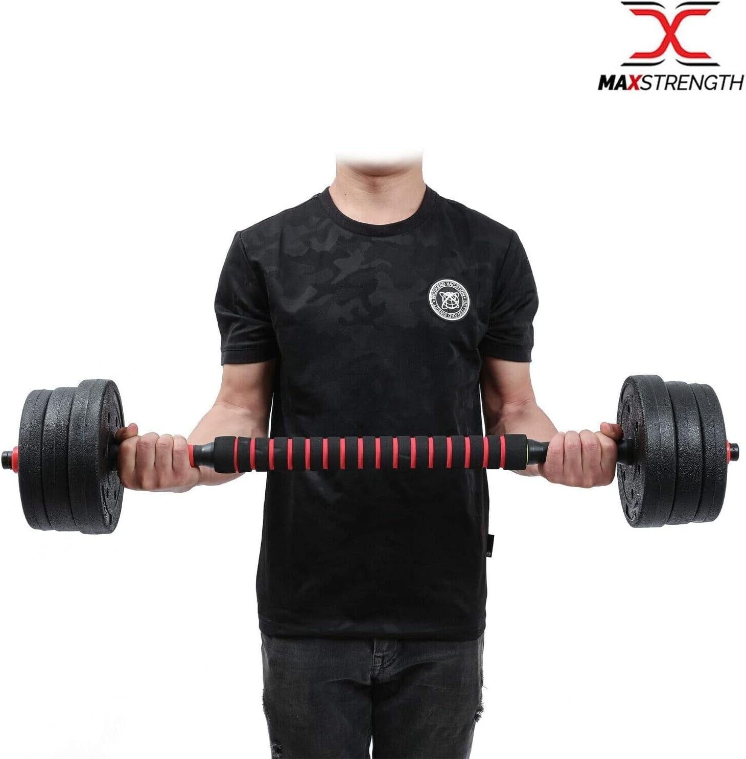 25KG Adjustable Dumbbell & Barbell Set Spinlock Vinyl Weights Home Gym