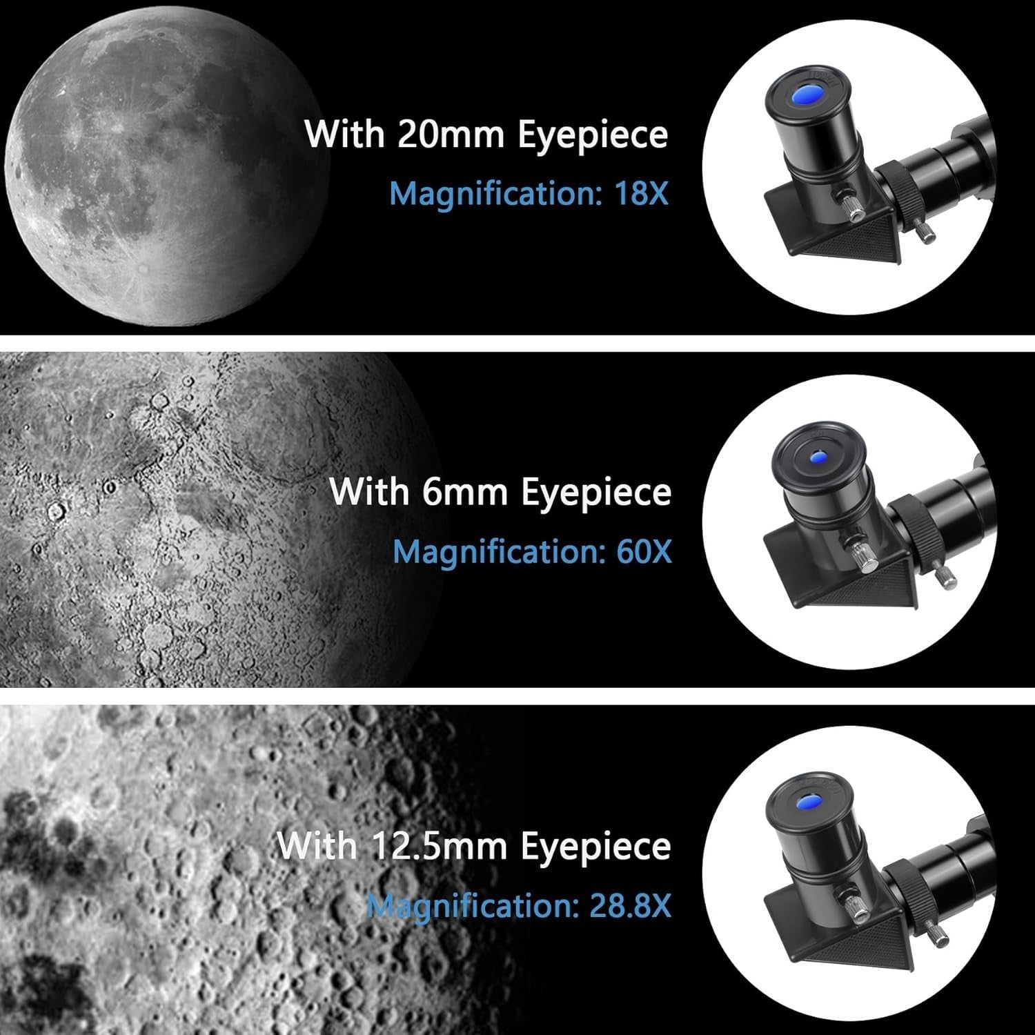 50mm Kids Telescope with Tripod, 90X Magnification & 3 Eyepieces