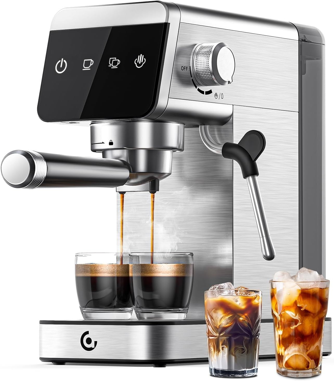 20 Bar Espresso Machine 1350W | LED Touch Control | Milk Frother | Compact Steel