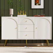 Modern Cream White Storage Cabinet with 2 Doors & 3 Drawers Adjustable Shelf