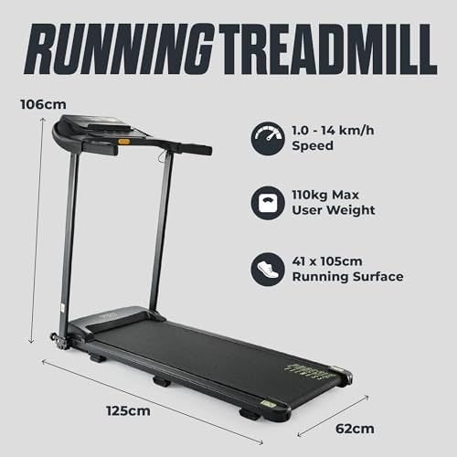 Foldable Home Treadmill 14km/h Quiet Running Machine w/ Incline LED Display USB