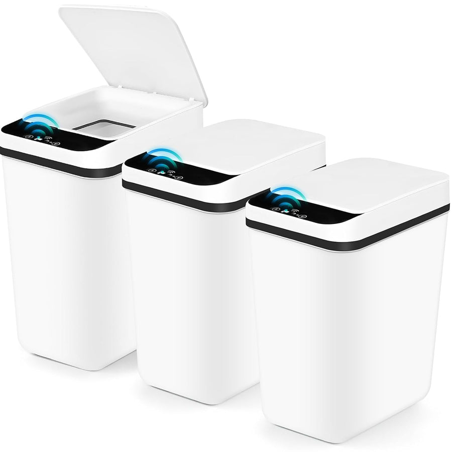 3x Automatic Motion Sensor Bathroom Bin 12L Slim Touchless Trash Can