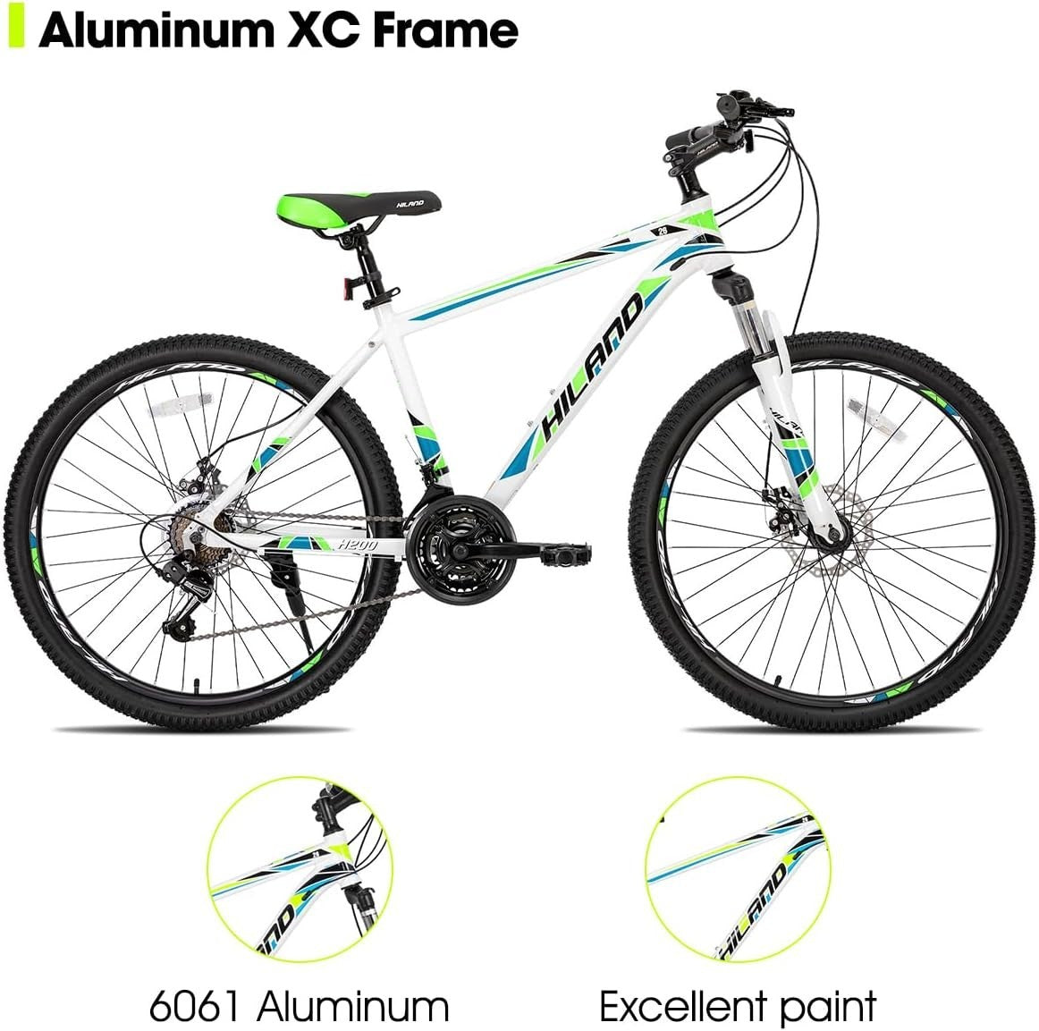 26” Mountain Bike 21-Speed Disc Brake Aluminum Frame MTB for Adults