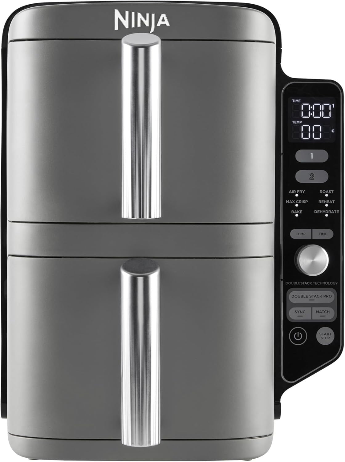 Vertical Dual Drawer Air Fryer 9.5L | Slim Space-Saving 4-Level Cooker | 6-in-1