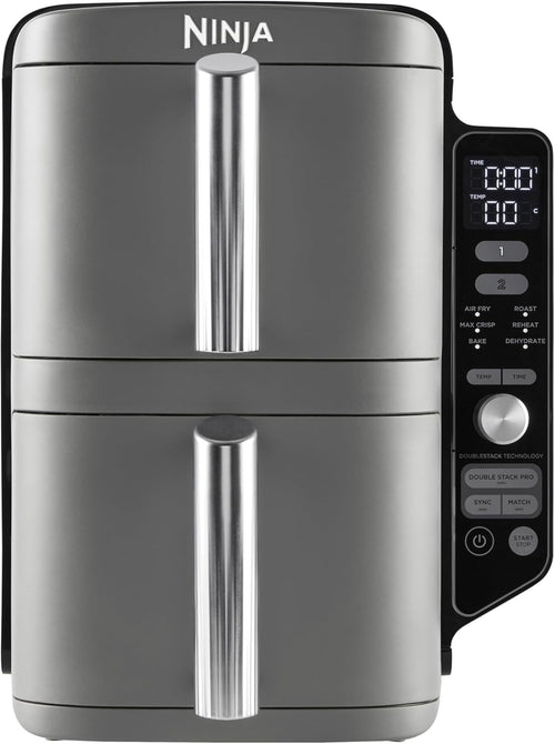 Vertical Dual Drawer Air Fryer 9.5L | Slim Space-Saving 4-Level Cooker | 6-in-1