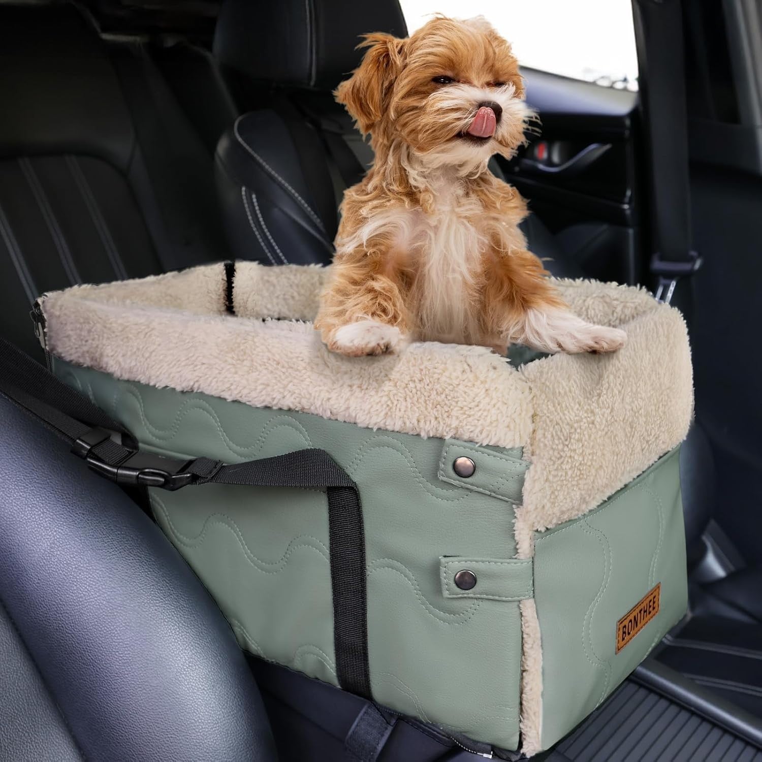 Center Console Dog Car Seat PU Leather Booster Carrier Small Dogs