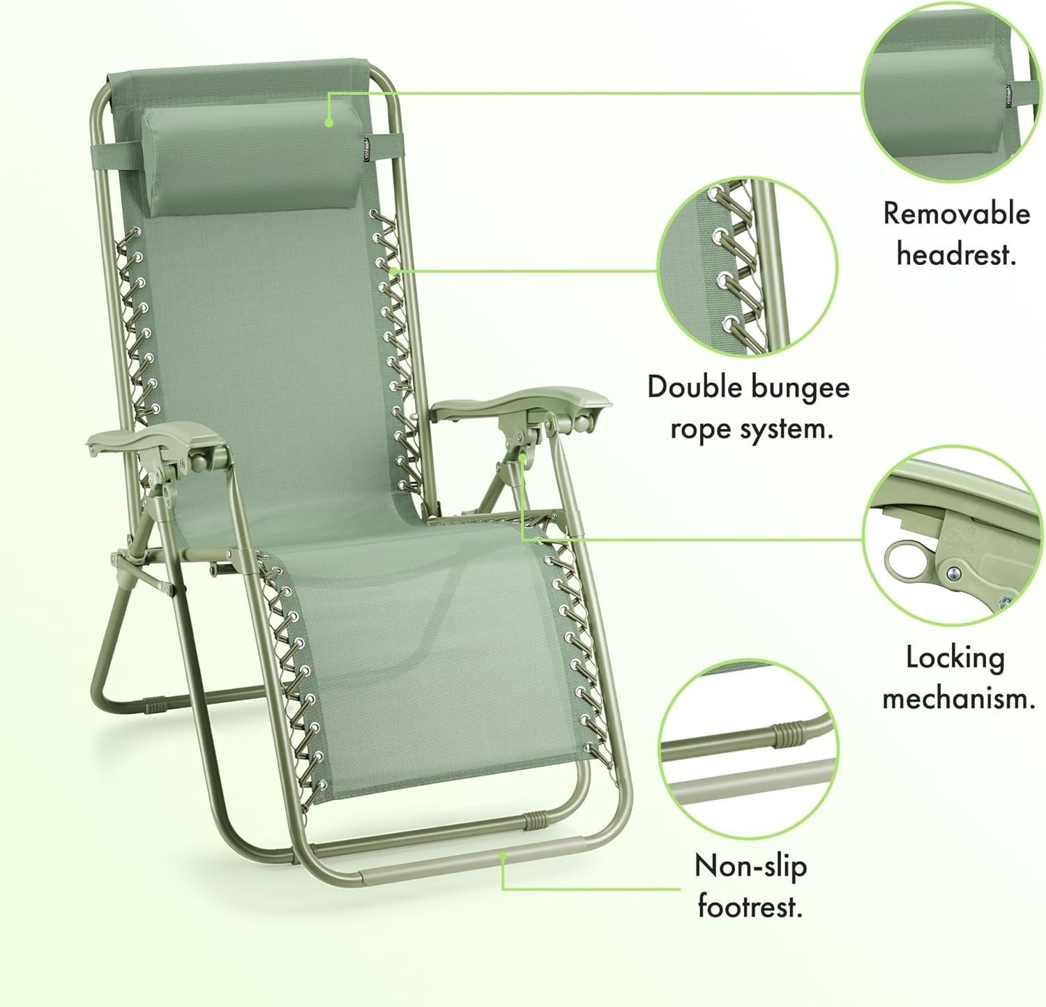 Outdoor Folding Zero Gravity Recliner Chairs 2-Pack Patio Sun Loungers
