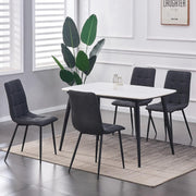 Set of 4 Black Faux Leather Dining Chairs Metal Legs Kitchen Office Use