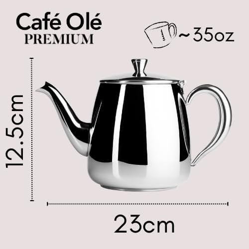 Stainless Steel Teapot 35oz Mirror Polished Tea Pot Cool Touch Handle