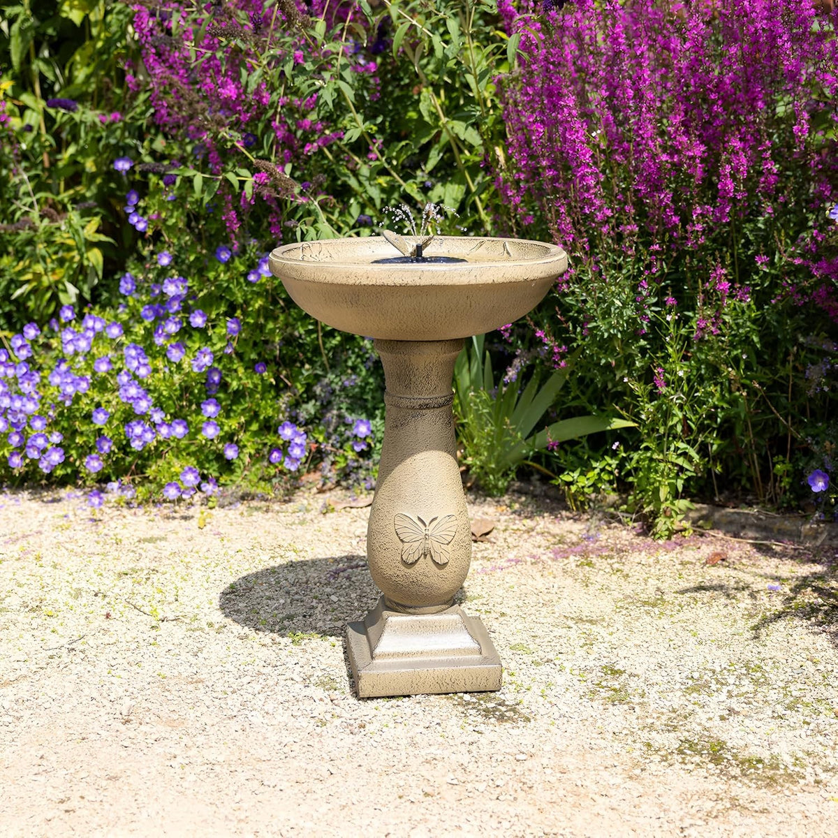 Solar Bird Bath Water Fountain 84cm | LED Light Garden Feature Feeder