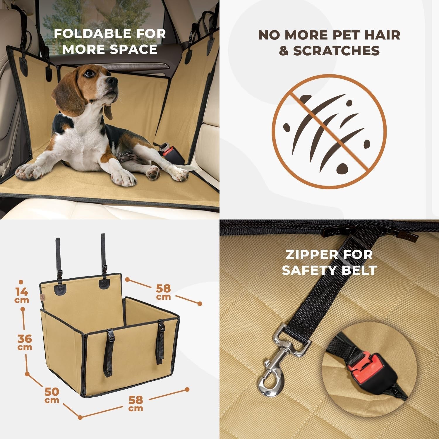 Extra Stable Dog Car Seat Waterproof Rear Travel Bed Up to 18kg
