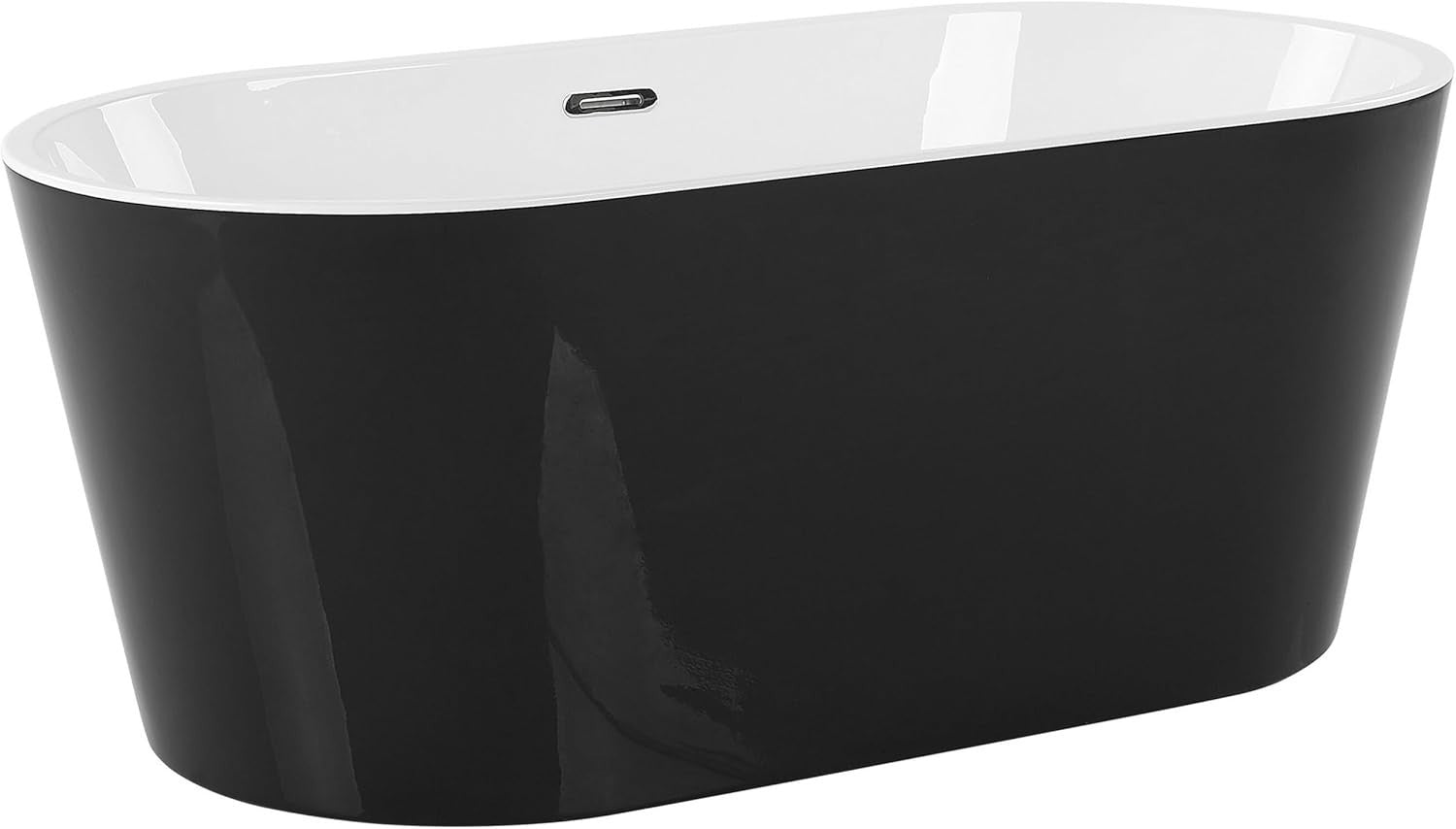 150cm Modern Freestanding Oval Bathtub Acrylic Black Havana with Overflow