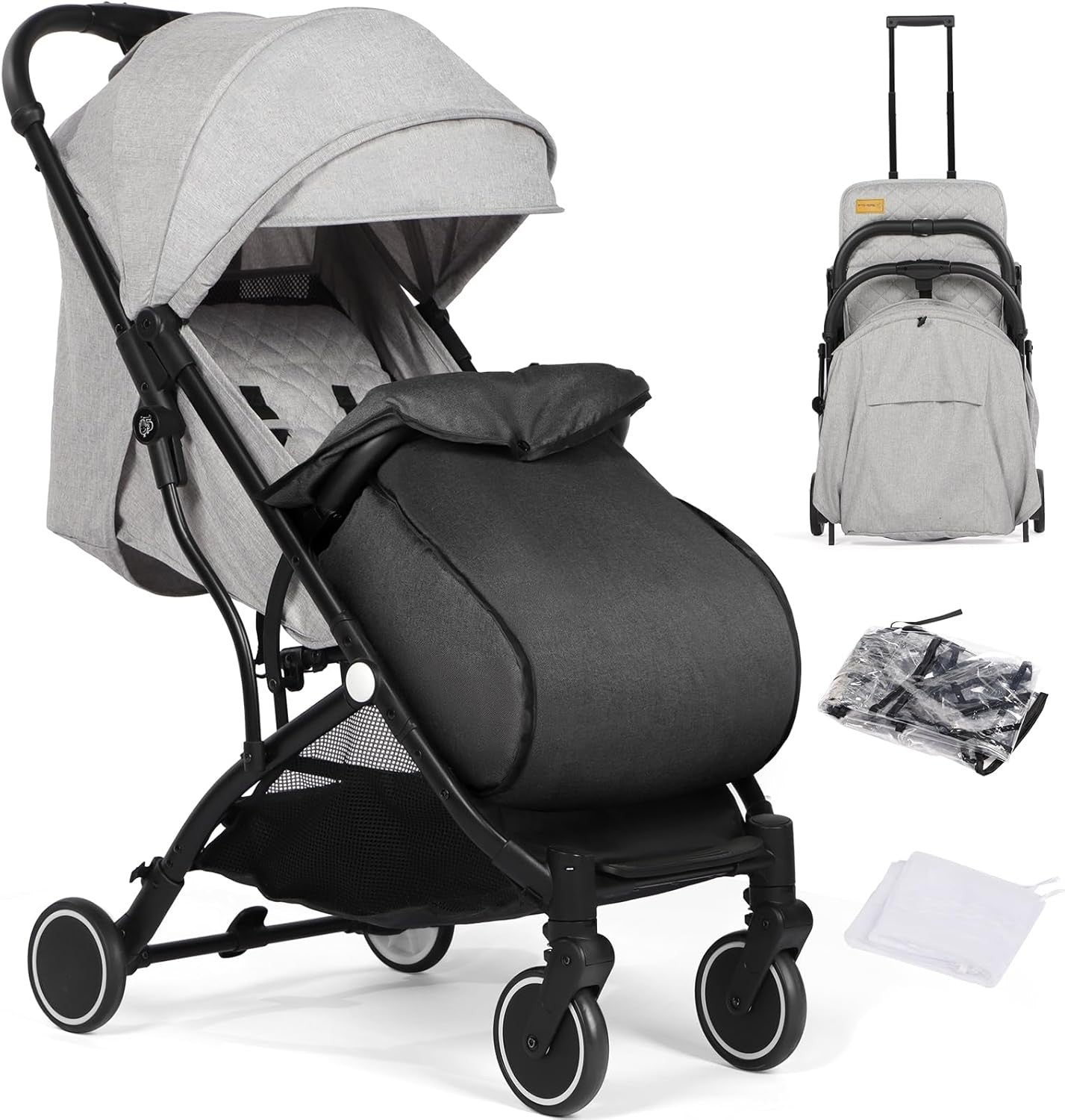 Lightweight Baby Stroller One-Hand Fold Compact Travel Buggy From Birth 15kg