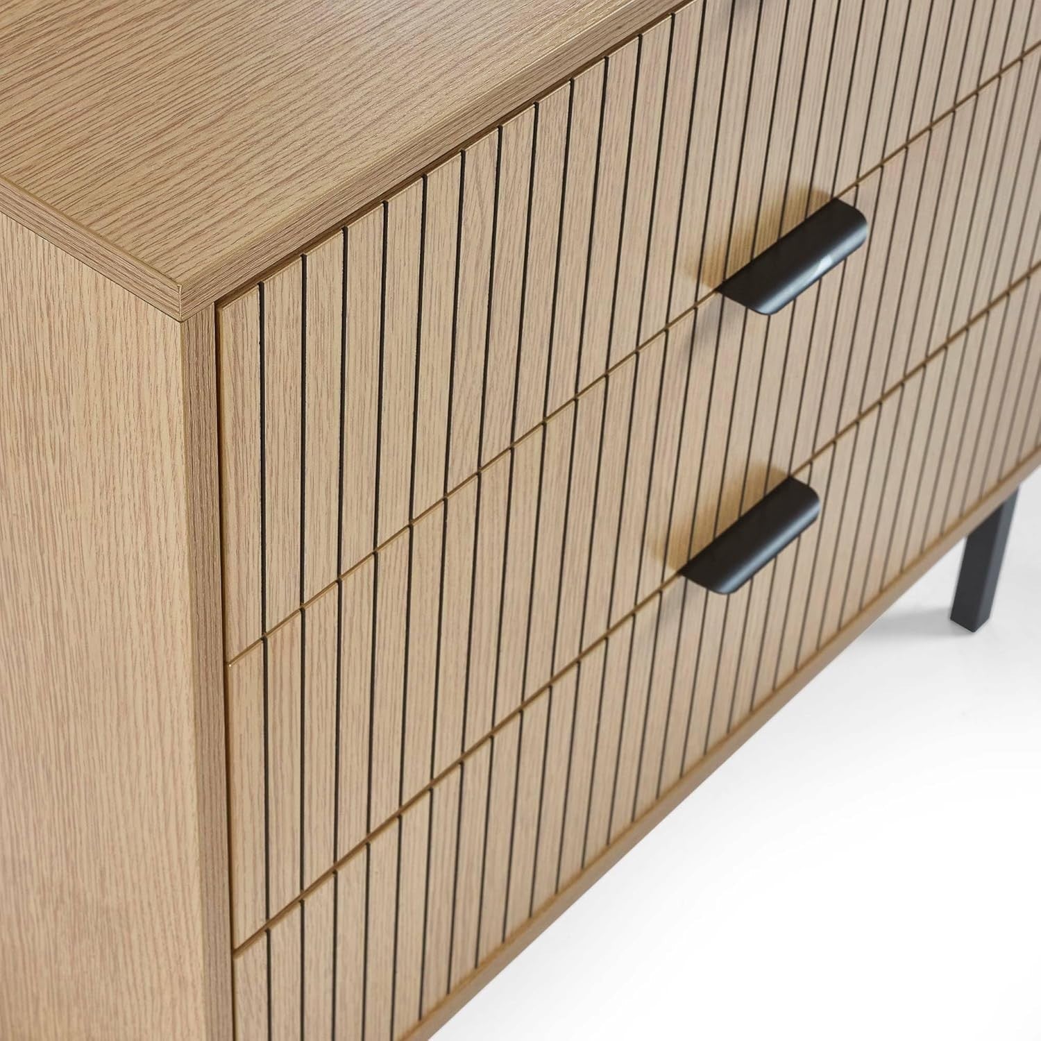 Beige 3 Drawer Chest Wood Storage Cabinet Slim Modern Bedroom Organizer
