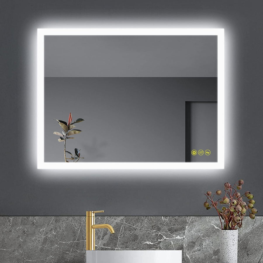 LED Bathroom Mirror 60x80cm Anti-Fog Backlit Wall Mount Dimmable Light