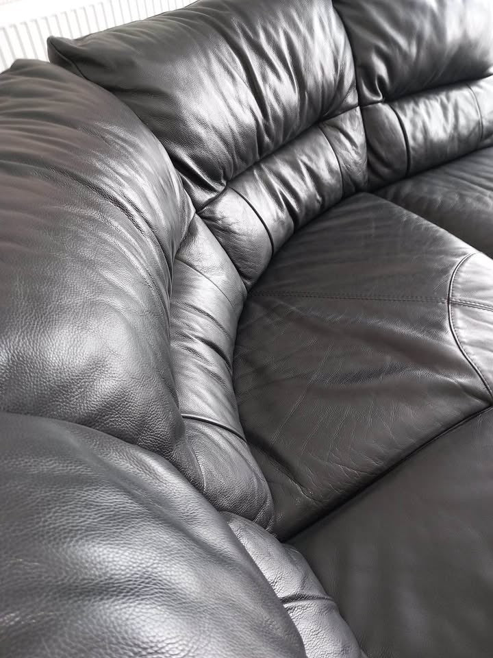 Luxe Black Leather Corner Sofa (PTP)