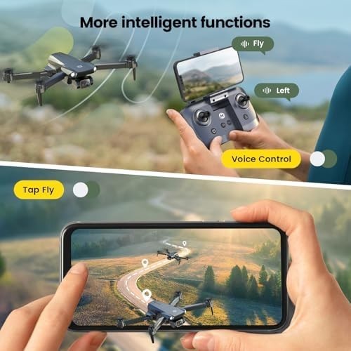 1080P FPV Foldable Drone w/ Optical Flow, Tap Fly, 2 Batteries, Gift for Kids