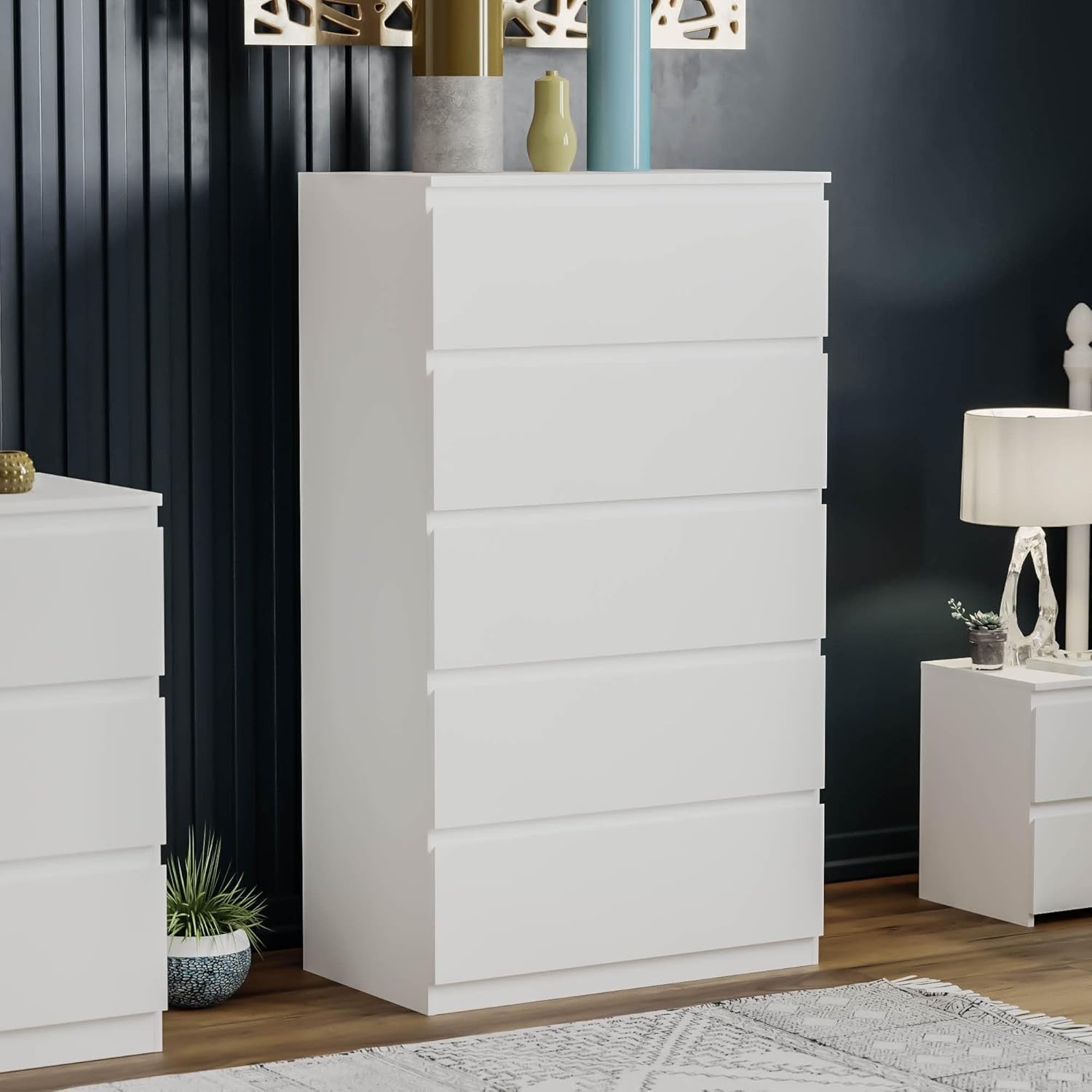 Modern 5-Drawer White Chest Storage Unit – Space-Saving, Durable, Stylish