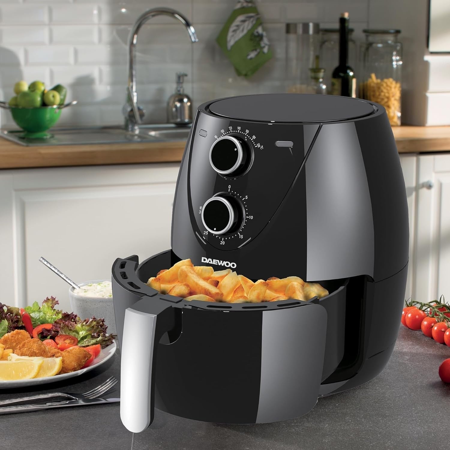 Family Air Fryer 4L | Healthy Oil-Free Cooking 80–200°C Timer Compact Black