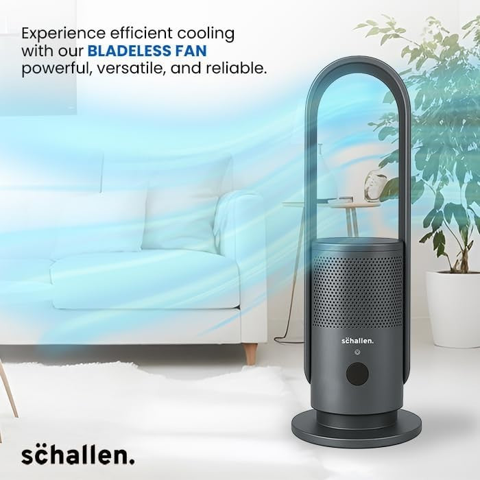 Bladeless Tower Fan 31-Inch Air Purifier 9-Speed Remote Control with HEPA Filter