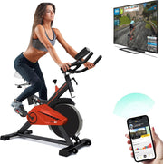 Smart Bluetooth Spin Bike w/ App Sync, 13kg Flywheel, LCD Monitor & Smooth Ride