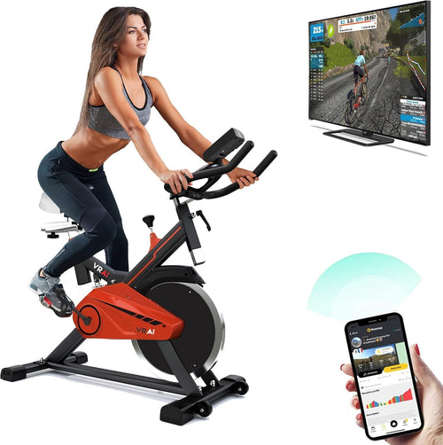 Smart Bluetooth Spin Bike w/ App Sync, 13kg Flywheel, LCD Monitor & Smooth Ride