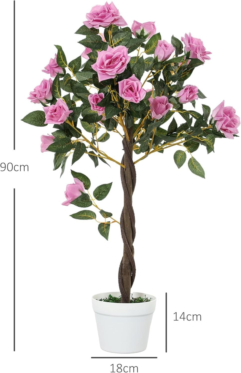 Set of 2 Artificial Rose Trees 90cm Purple Faux Flower Plants Home Garden Decor
