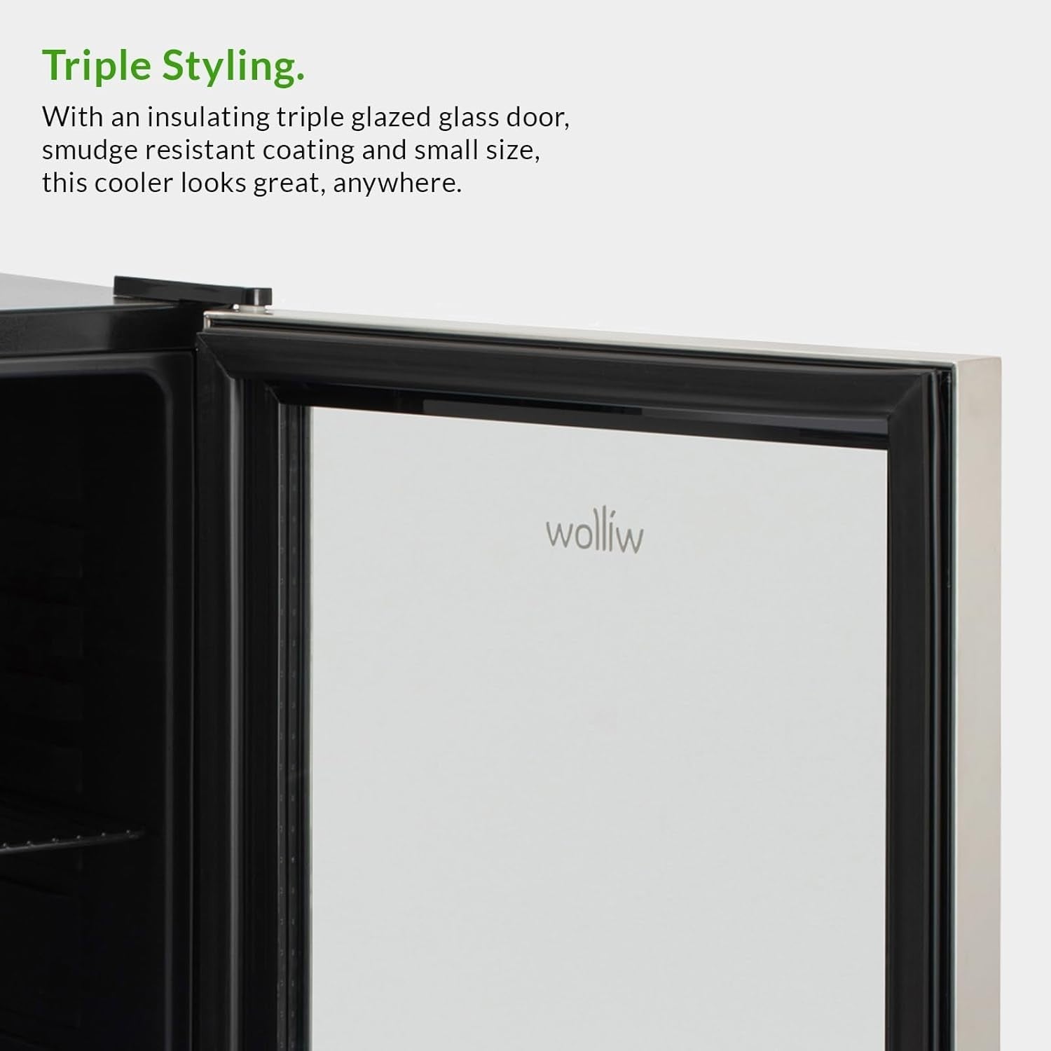 48L Mini Fridge Stainless Steel Table Top Cooler Triple-Glazed Glass