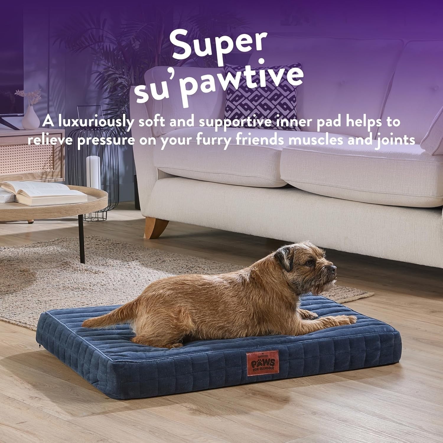 Medium Orthopedic Dog Bed 90x60x10cm Washable Crate Mat Navy