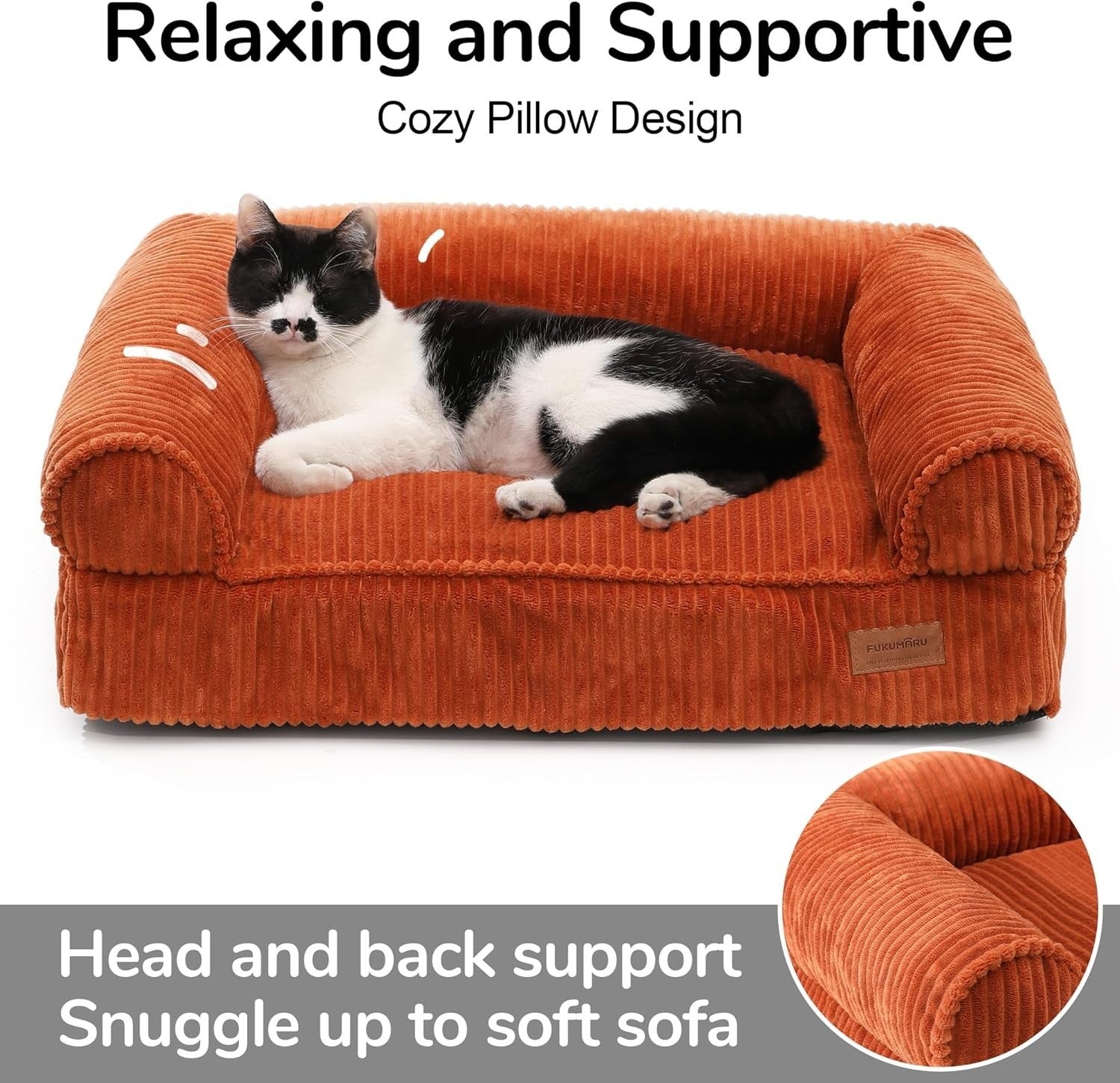 Corduroy Dog Cat Couch Bed Waterproof Washable Pet Sofa Medium