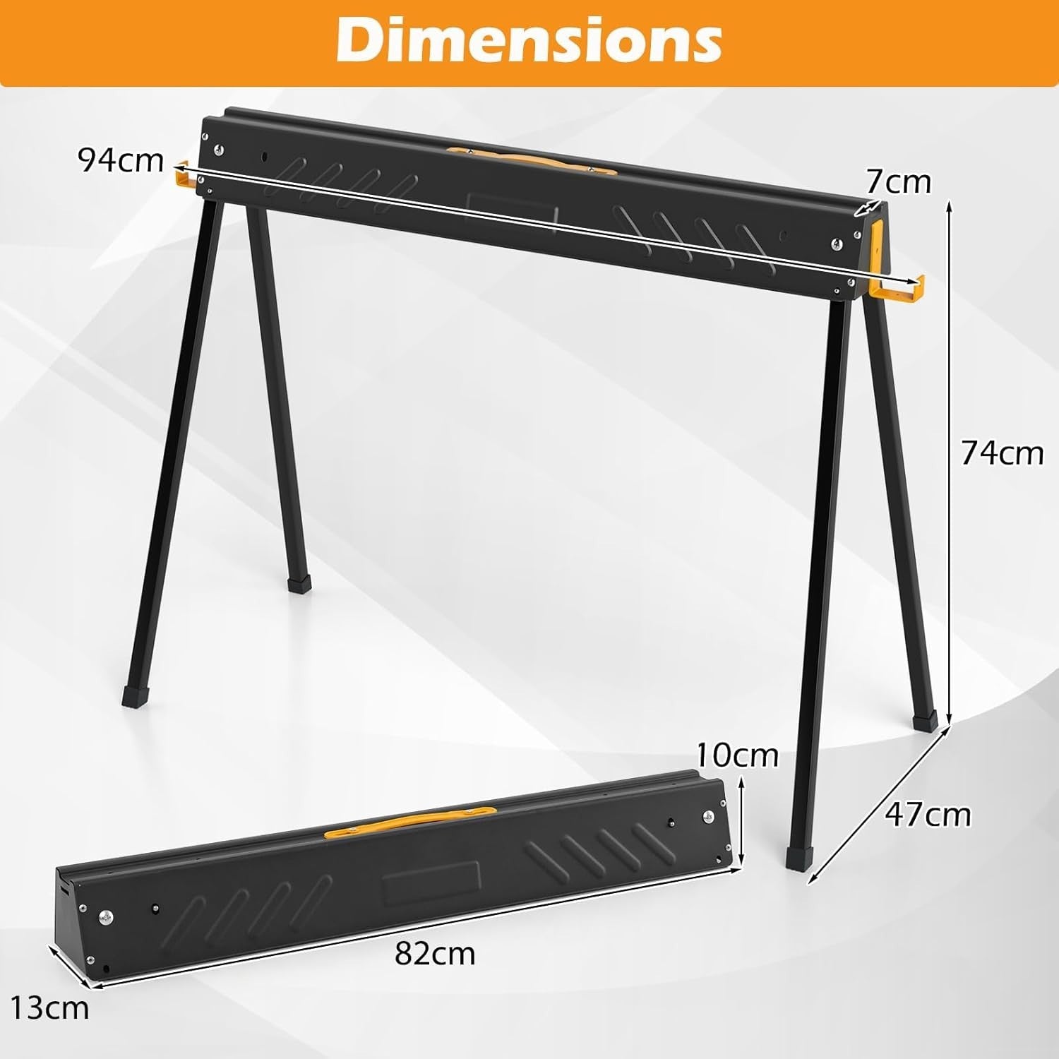 1000kg Folding Saw Horses Pair Heavy Duty Metal Trestles 2x4 Support Hooks