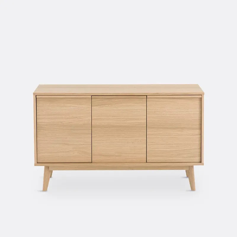 Aram 120cm Oak Veneer Sideboard – Nordic 3-Door Storage Cabinet Unit